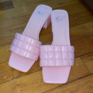 Quilted Pink Block Heels